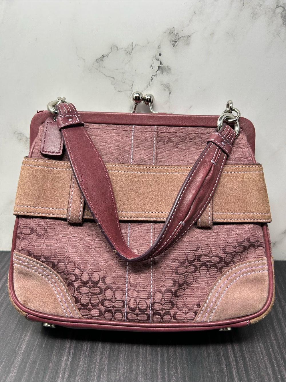 COACH 8A25 FRAMED SIGNATURE KISS-LOCK MINI RHINESTONE VELVET BOW DOCTORS BAG - Picture 5 of 11